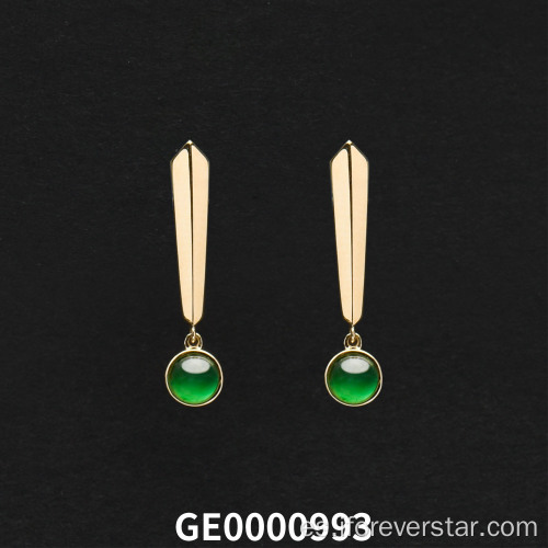 Pendientes de jadeita de oro imperial verde de oro real de 18k